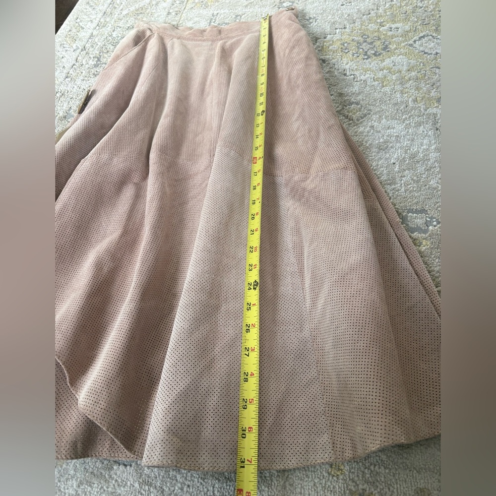 Vintage Made in Italy Perforated Suede Skirt Blush Pink - Picture 10 of 14